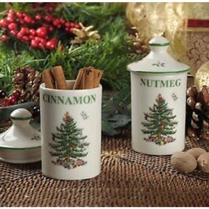 christmas spode new Set of 2 Spice Jar Cinnamon & Nutmeg